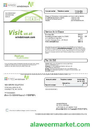USA Windstream Holdings, Inc. business utility bill template in Word and PDF formats